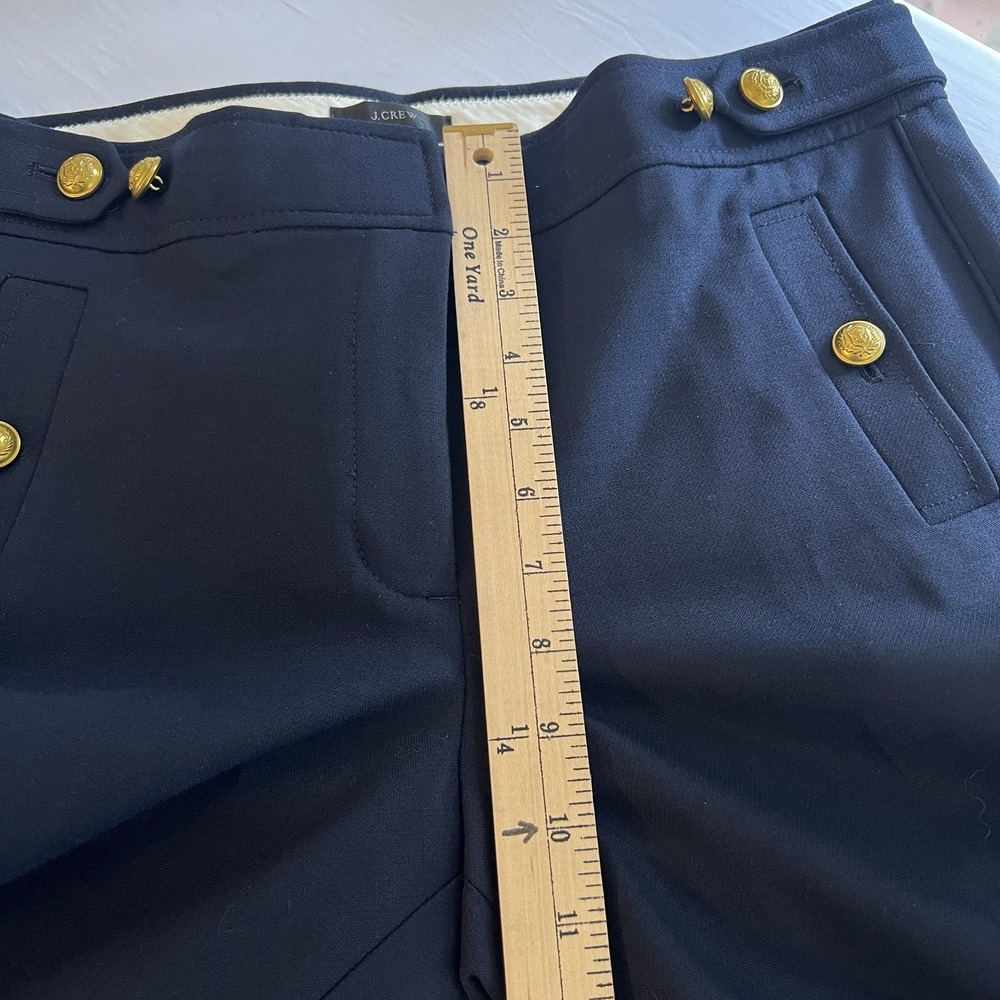 J Crew Navy Sailor Nautical Cropped Wool Blend Wide Leg Pant Gold Button Size 10 - Picture 9 of 11